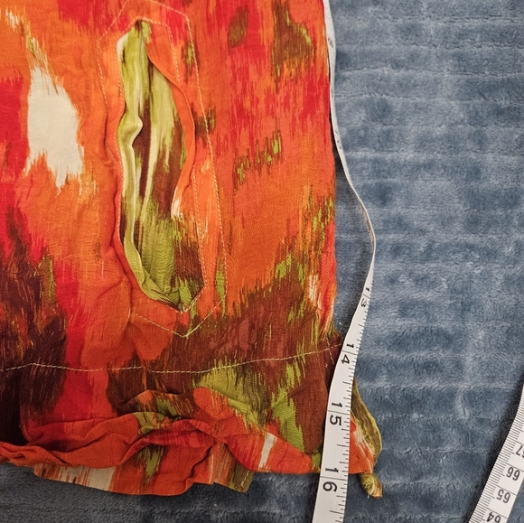 Talbots Vibrant Orange and Green Blouse with pockets! - Picture 6 of 6
